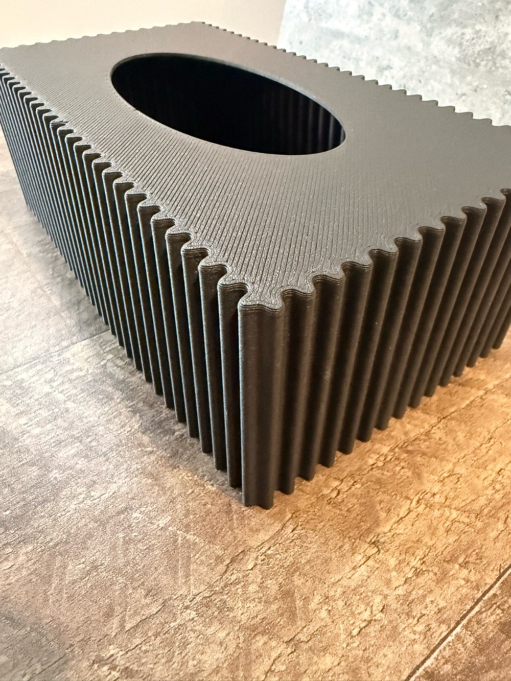 Black Ribbed Rectangular Tissue Box Cover - Picture 5 of 6